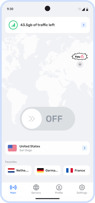 VPN mobile UI